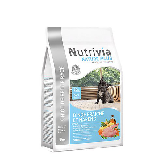 Nutrivia Nature Plus - Croquettes Naturelles à La Dinde Et Au Hareng Frais Pour Chiot De Petite Race - 3Kg 3 Nutrivia Nature Plus - Croquettes Naturelles à La Dinde Et Au Hareng Frais Pour Chiot De Petite Race - 3Kg